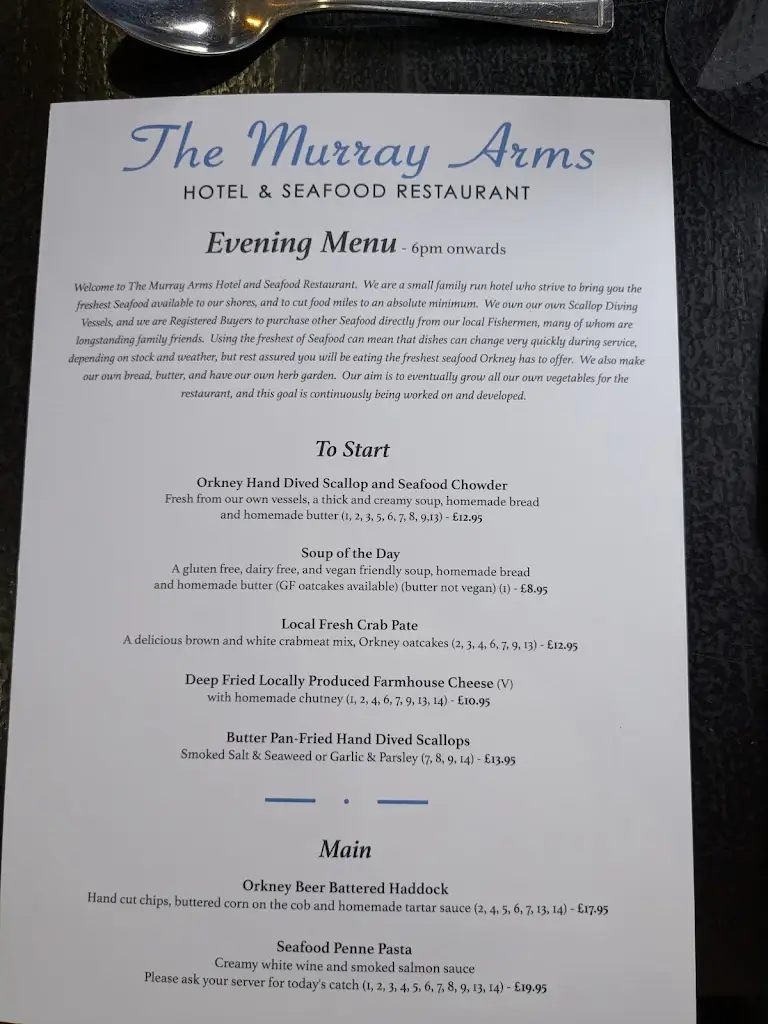 Menu_The Murray Arms Hotel & Seafood Restaurant_Kirkwall_image_2