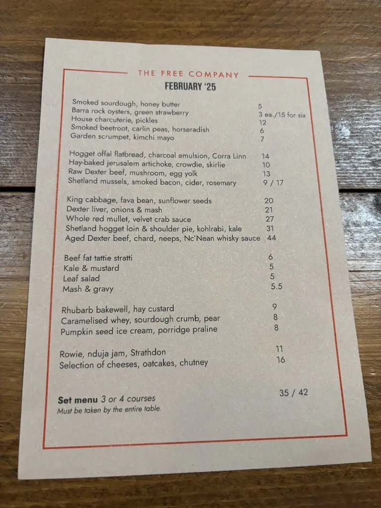 Menu_The Free Company_Midlothian_image_2