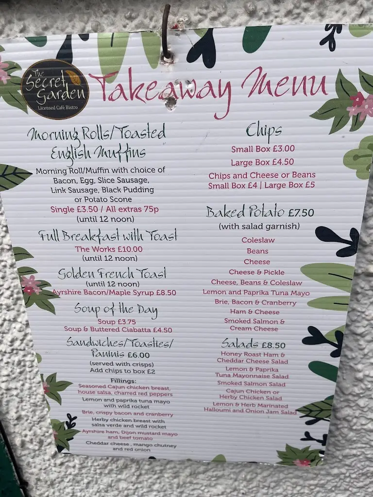 Menu_The Secret Garden_Maybole_image_1