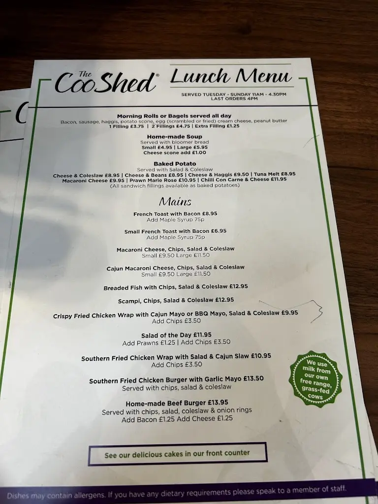 Menu_The Coo Shed_Maybole_imagen_1