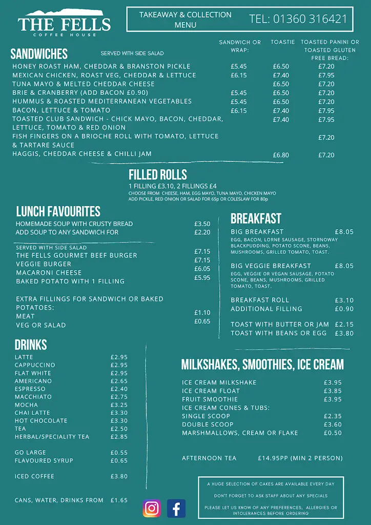Menu_The Fells Coffee House_Milton of Campsie_image_1