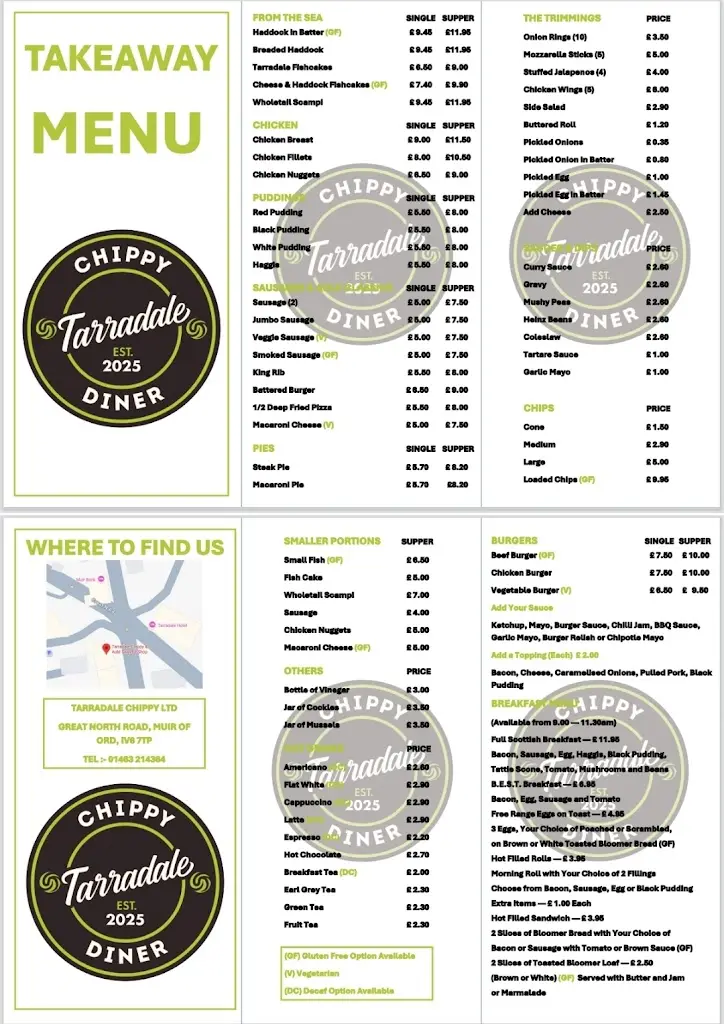 Menu_Tarradale Chippy & Auld Sweetie Shop_Muir of Ord_immagine_1