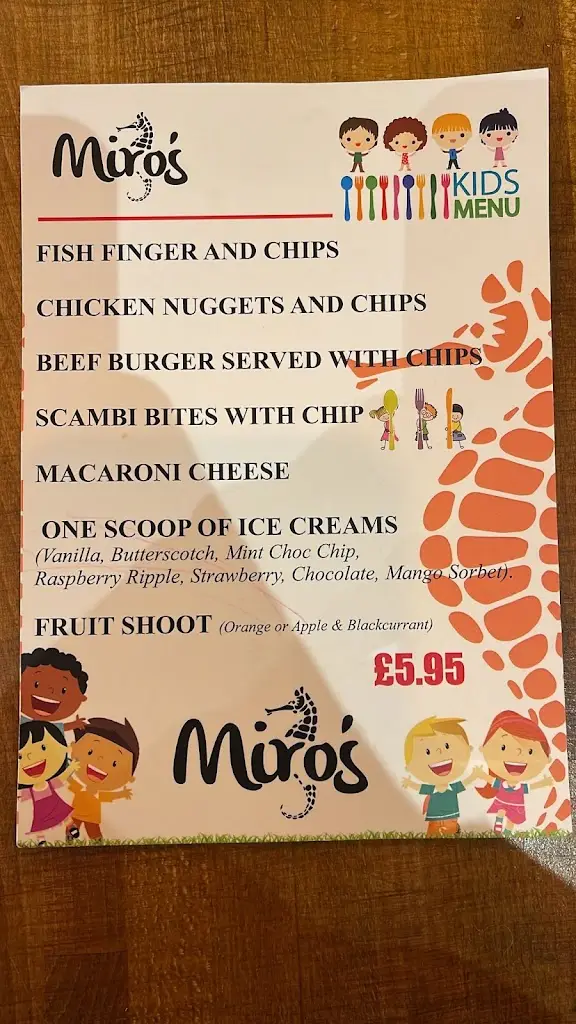 Menu_Miro's Village_Musselburgh_image_4