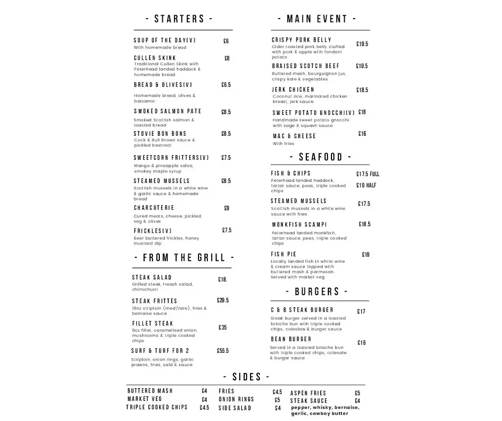 Menu_The Cock & Bull_Newmacher_image_1
