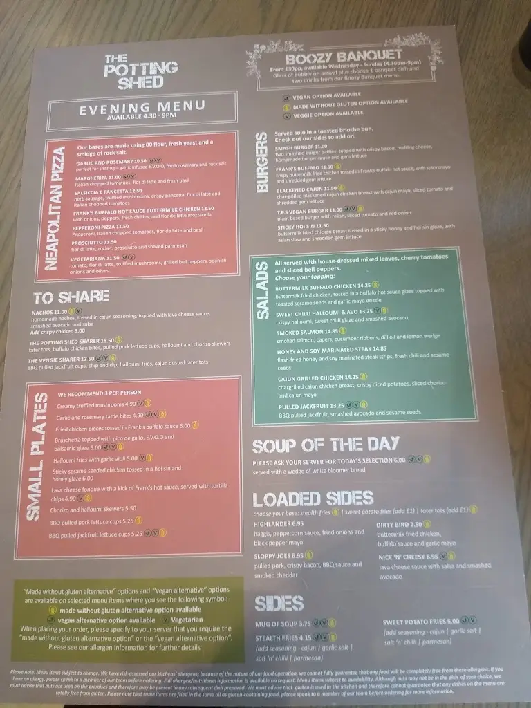 Menu_The Potting Shed at Si!_North Ayrshire_immagine_1