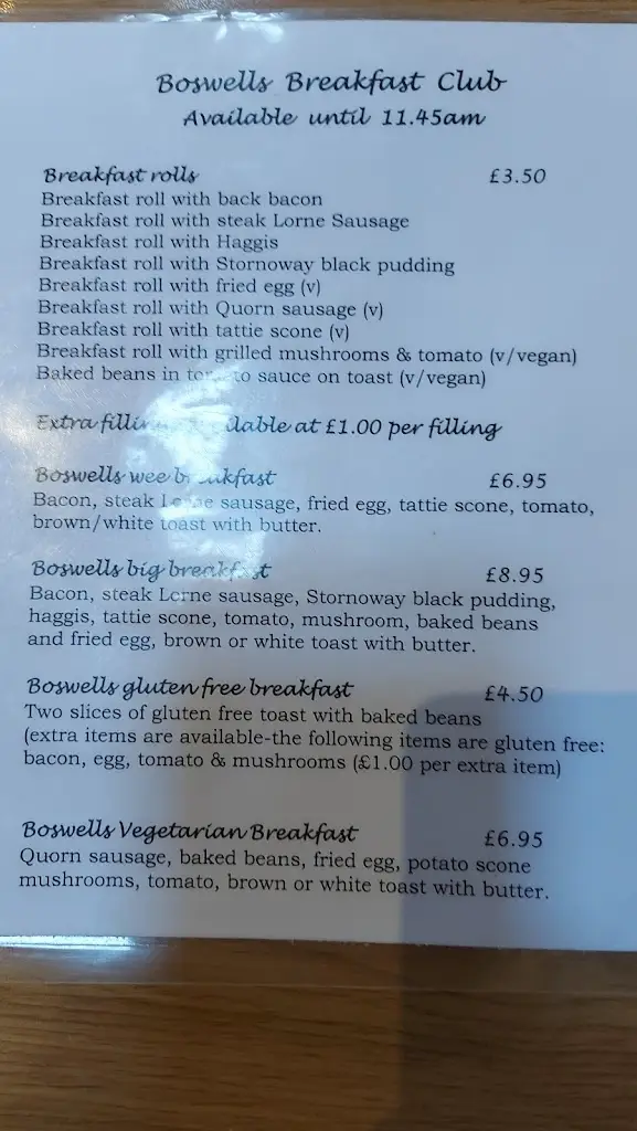 Menu_Boswell's Coach House_Ochiltree_image_1