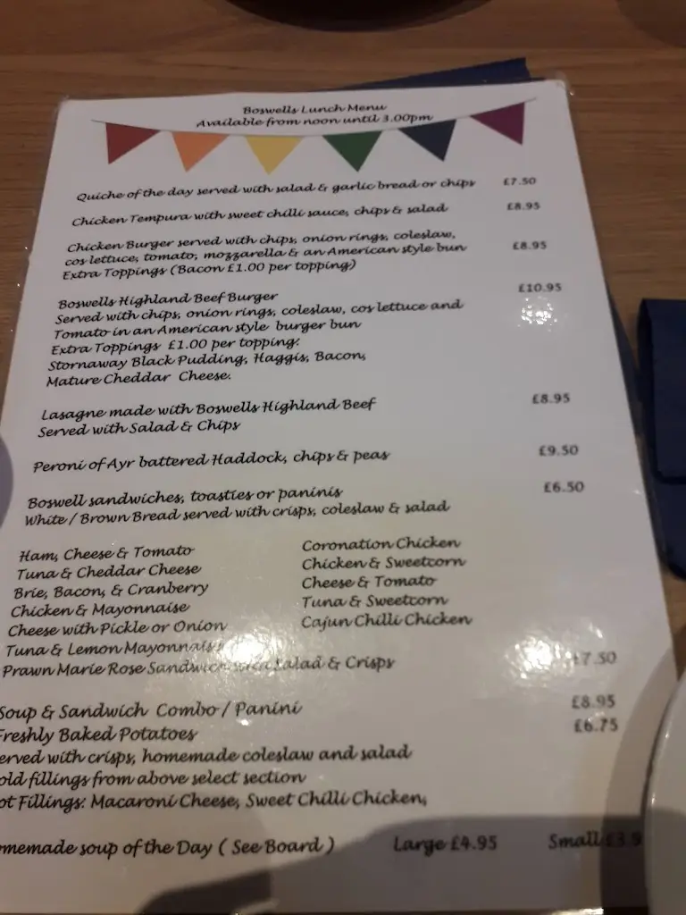 Menu_Boswell's Coach House_Ochiltree_image_4