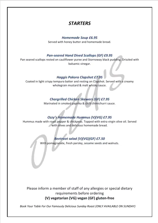 Menu_Ozzy's Fine Dining Restaurant_Nairn_image_2