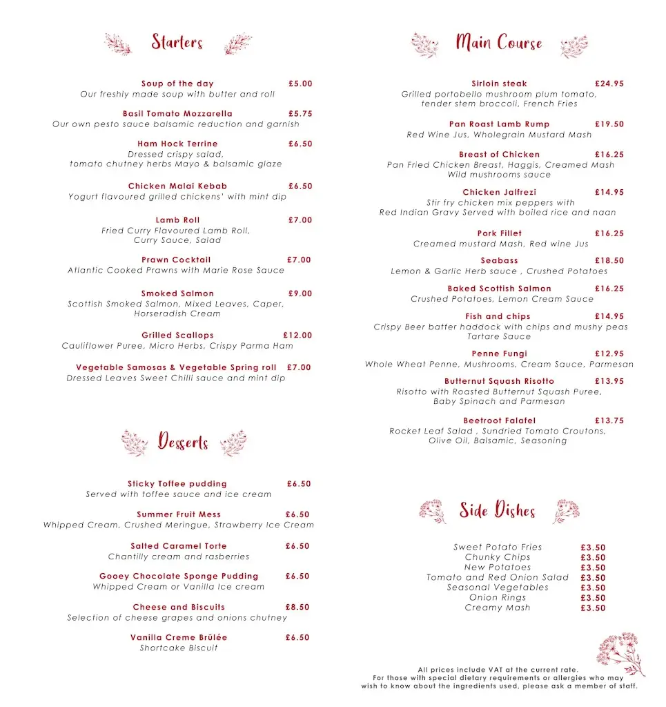 Menu_Chaplin’s Restaurant_Nairn_image_1