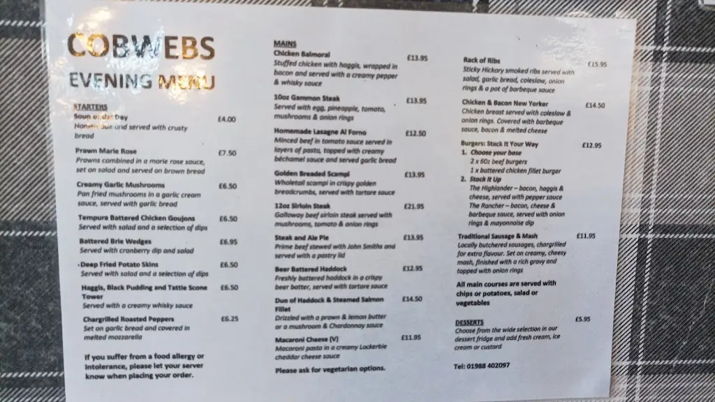 Menu_Cobwebs_Newton Stewart_image_3