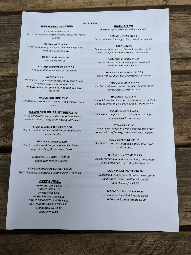 Menu_The Ship Inn_North Berwick_image_3