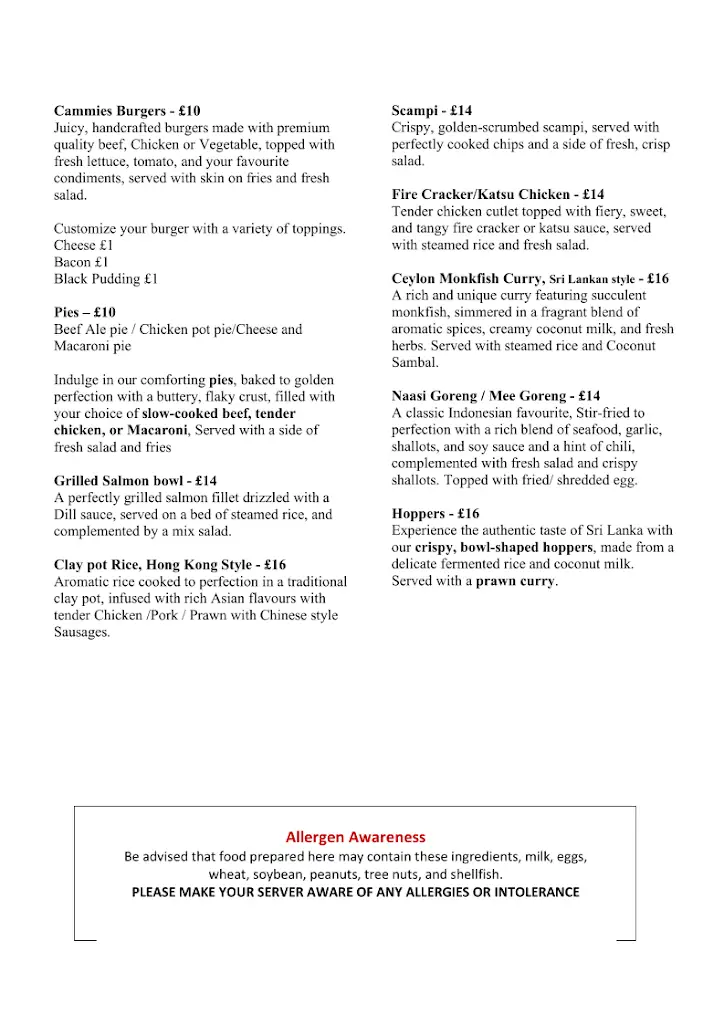 Menu_Cammies Restaurant & Bar_Newtonhill_image_3