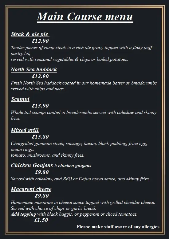 Menu_The Paddock Bar_Newtonhill_image_1