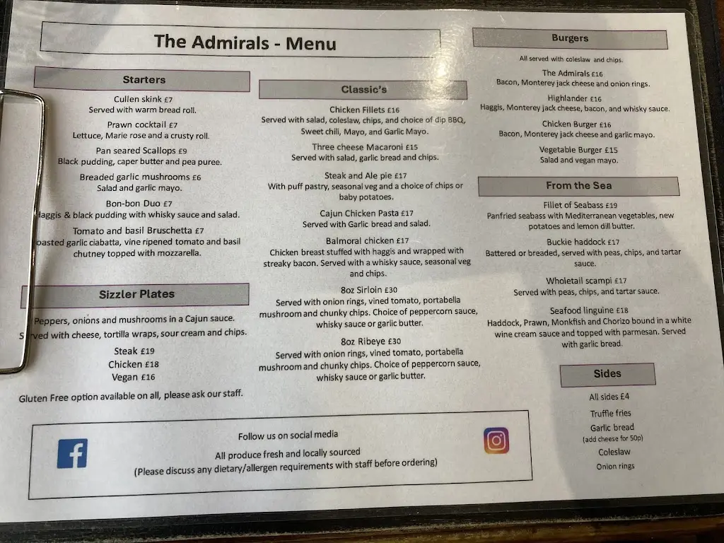Menu_Admirals Inn Public House_Portknockie_imagen_1