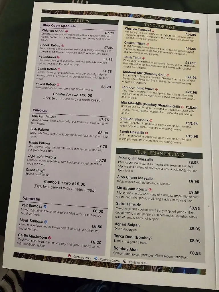 Menu_Bombay Bar and Grill Restaurant_Prestonpans_image_1