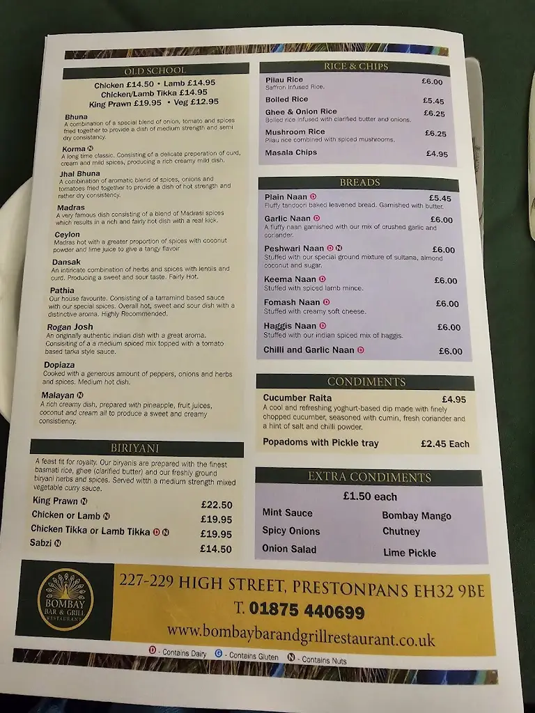 Menu_Bombay Bar and Grill Restaurant_Prestonpans_image_3