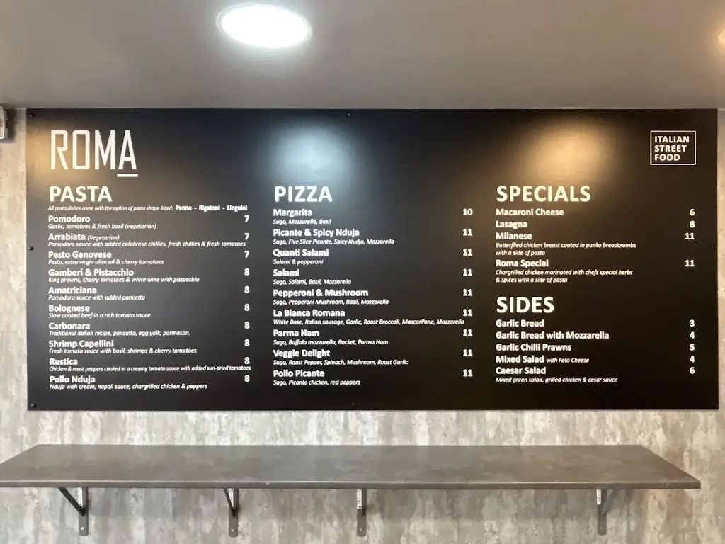 Menu_Roma Italian Street Food_Port Glasgow_image_1