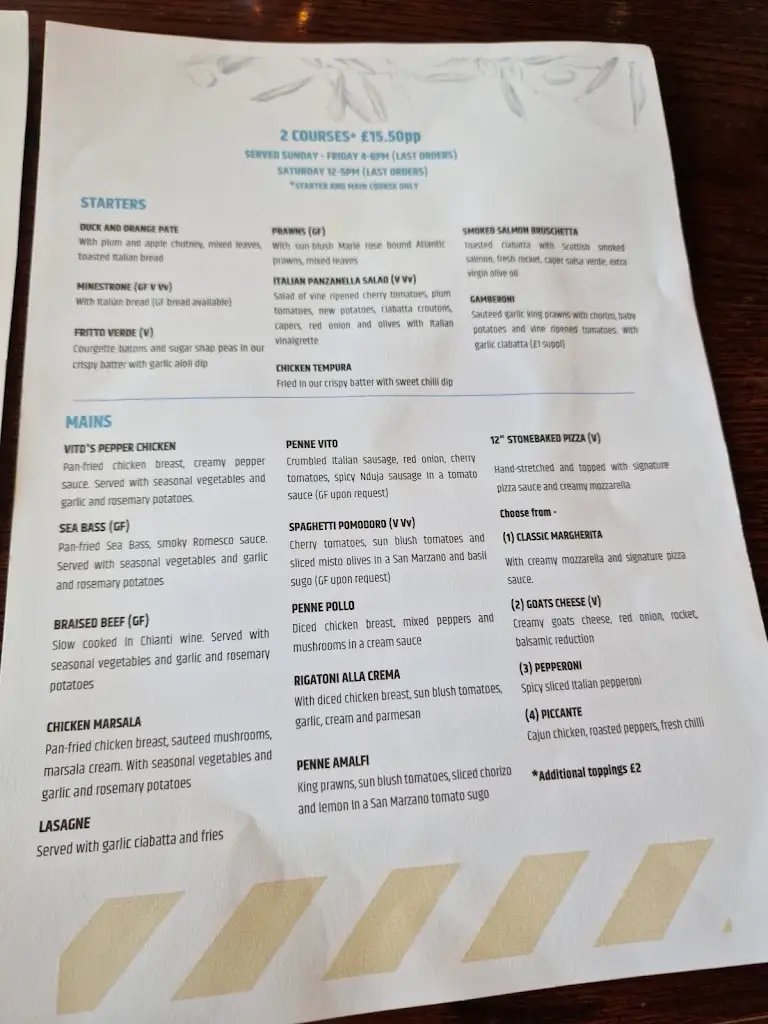 Menu_Vito's Restaurant_Prestwick_imagen_1