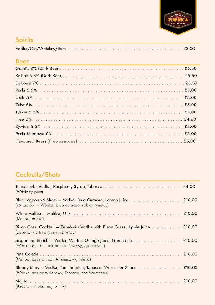 Menu_Piwnica Restaurant_Redding_image_1