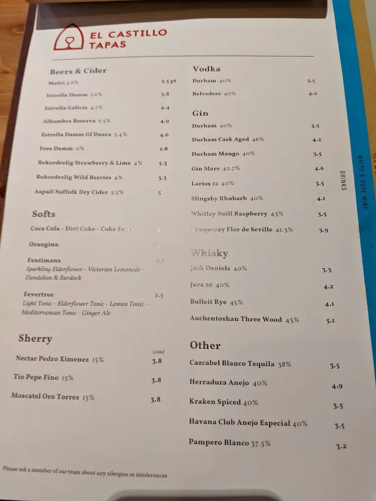 Menu_El Castillo - Tapas Restaurant_Bishop Auckland_image_3