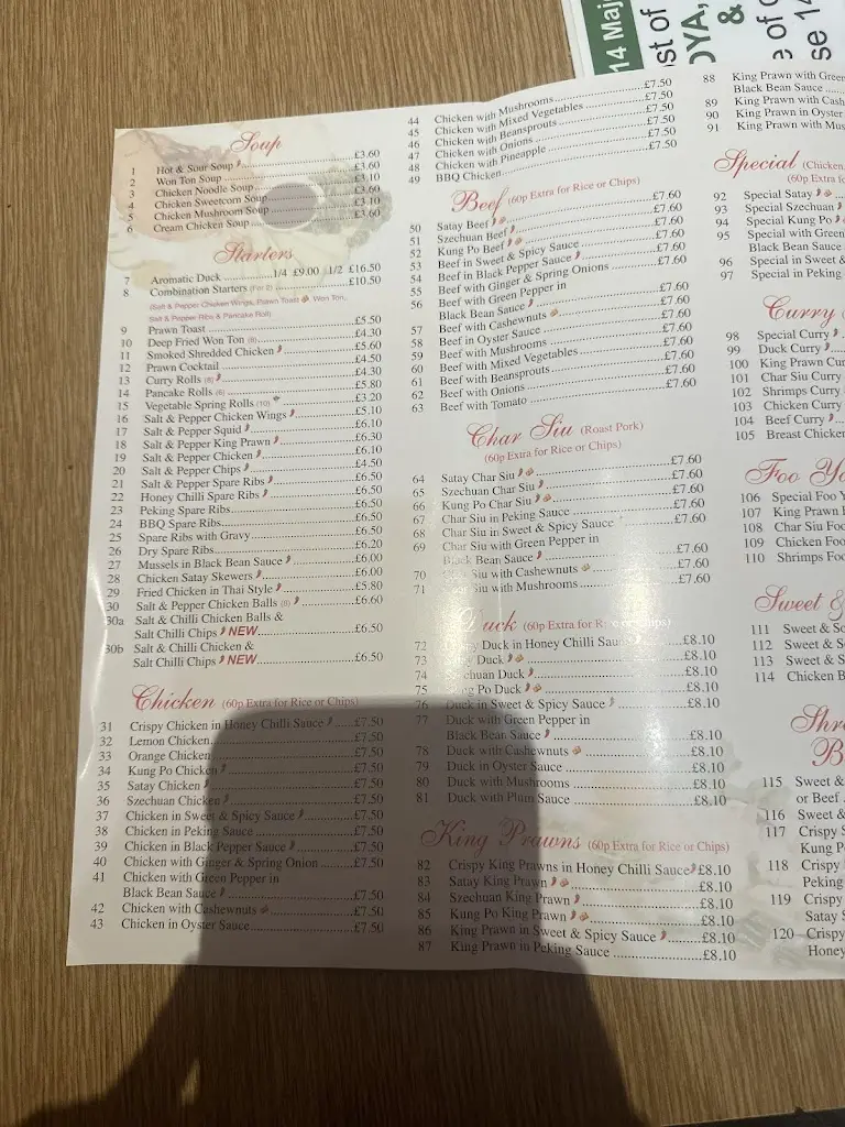 Menu_China Unicorn_Saltcoats_image_3