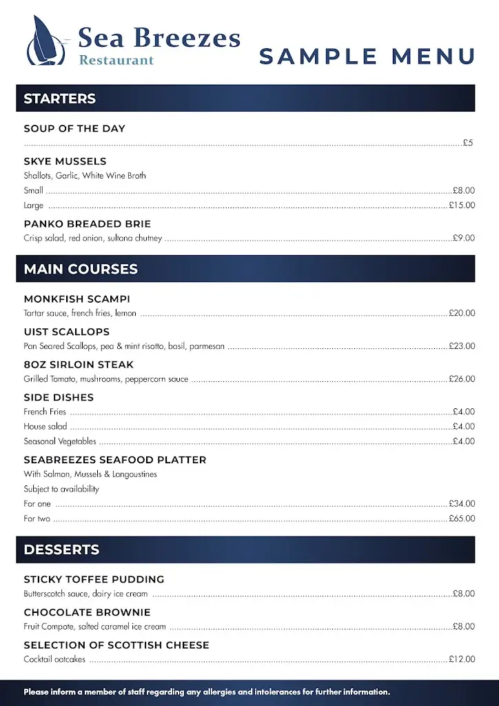 Menu_Sea Breezes_Portree_imagen_1