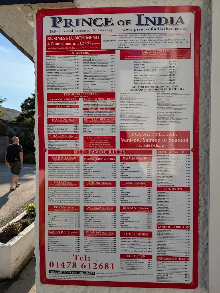 Menu_Prince Of India_Portree_image_1