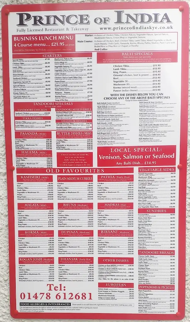 Menu_Prince Of India_Portree_image_2