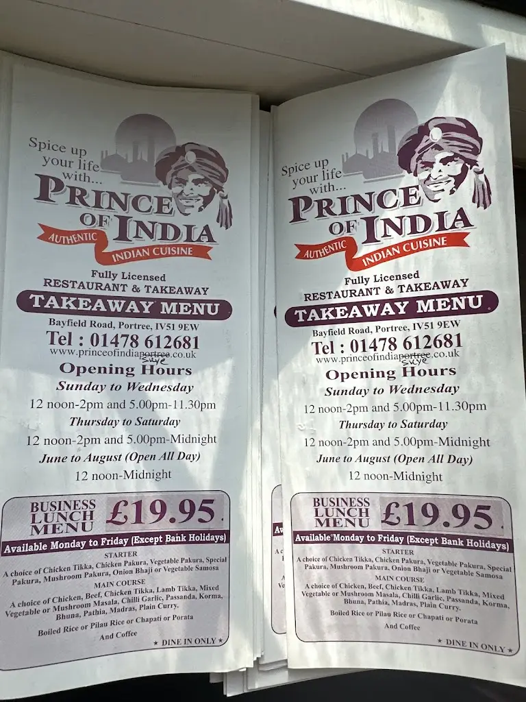Menu_Prince Of India_Portree_image_3
