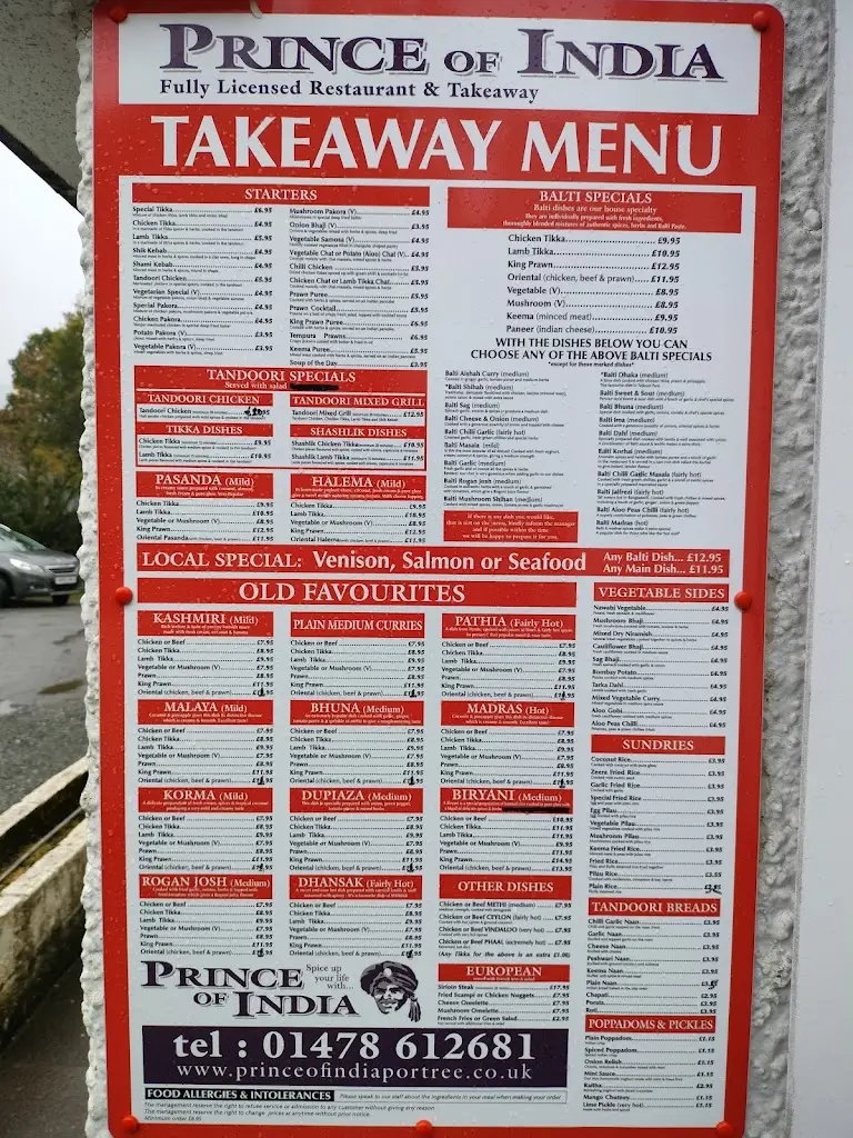 Menu_Prince Of India_Portree_image_4