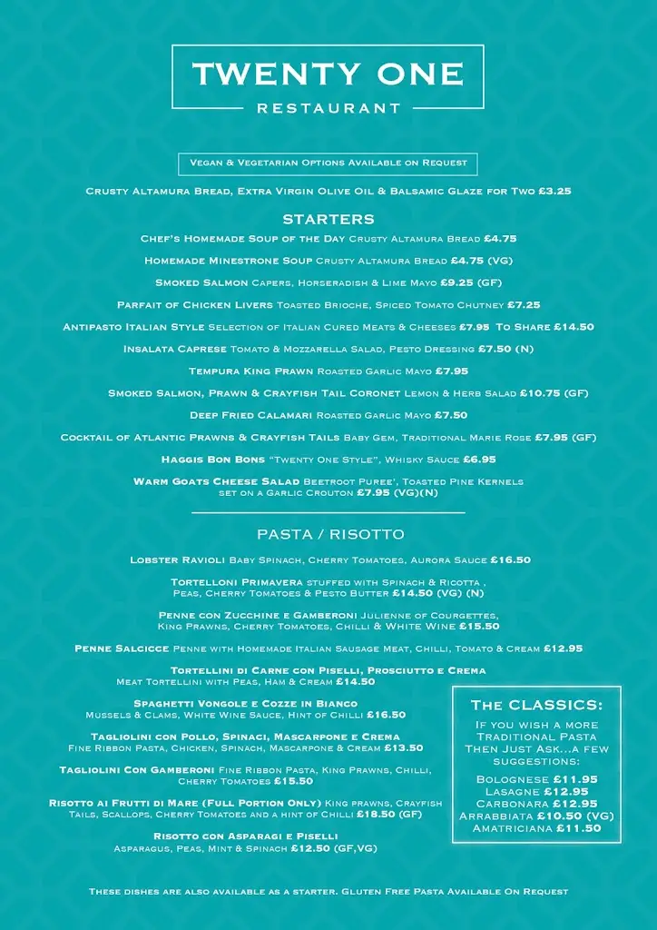 Menü_Twenty One Restaurant_South Lanarkshire_Bild_1