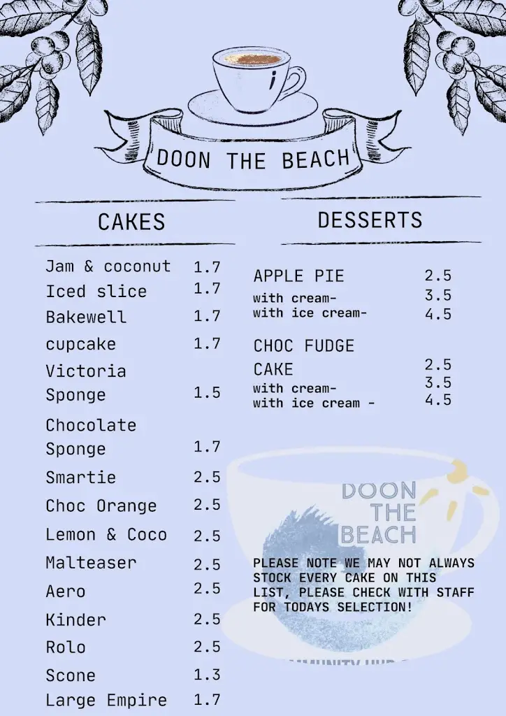 Menu_Doon The Beach Community Cafe_Stevenston_image_1