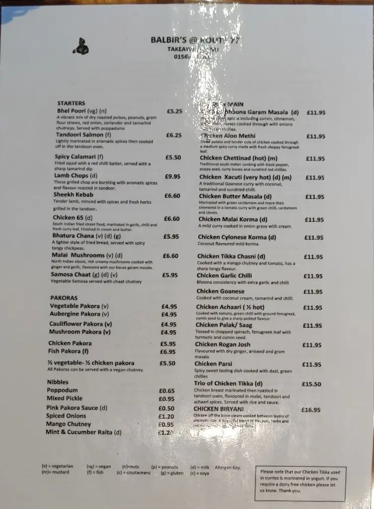 Menu_Spice Route Indian Restaurant_Symington_image_1