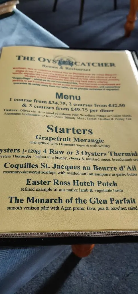 Menu_The Oystercatcher_Tain_image_2