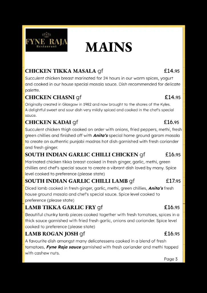 Menu_FYNE RAJA RESTAURANT_Tarbert_image_1