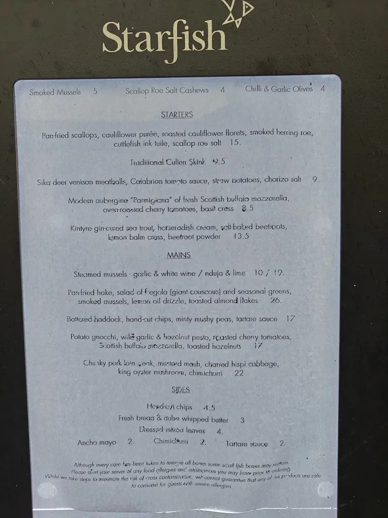 Menu_Starfish Restaurant, Tarbert_Tarbert_image_1