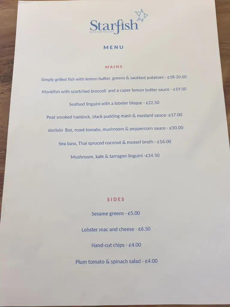 Menu_Starfish Restaurant, Tarbert_Tarbert_image_3