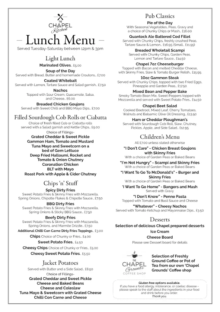 Menu_The Chapel_Bishops Lydeard_image_2