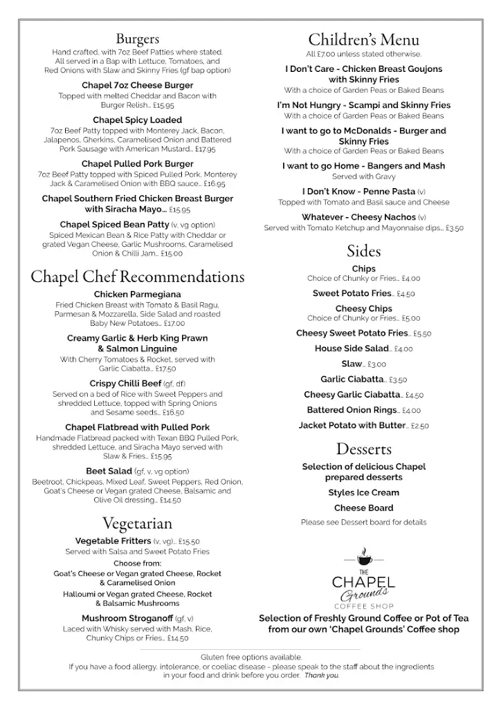 Menu_The Chapel_Bishops Lydeard_image_3