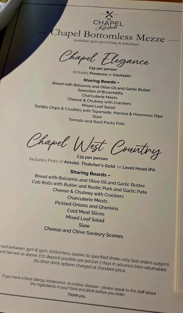 Menu_The Chapel_Bishops Lydeard_image_4