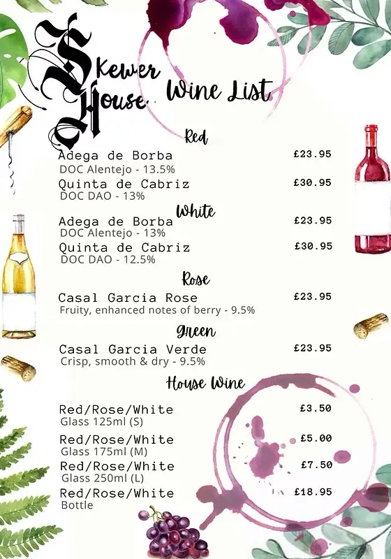 Menu_Skewer House Taunton_Bishops Lydeard_image_3