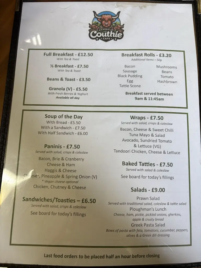 Menu_Carries Couthie Cafe_Thurso_image_1