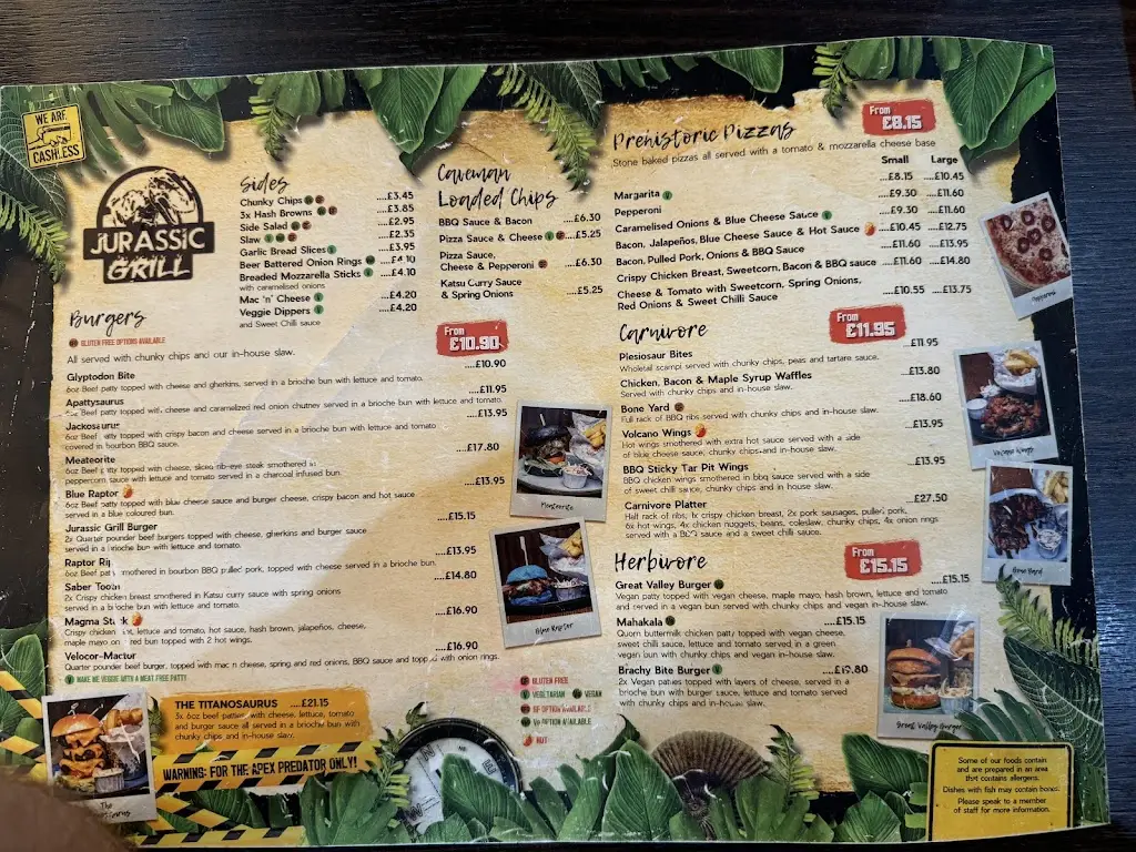 Menu_Jurassic Grill Loch Lomond_Vale of Leven_immagine_2