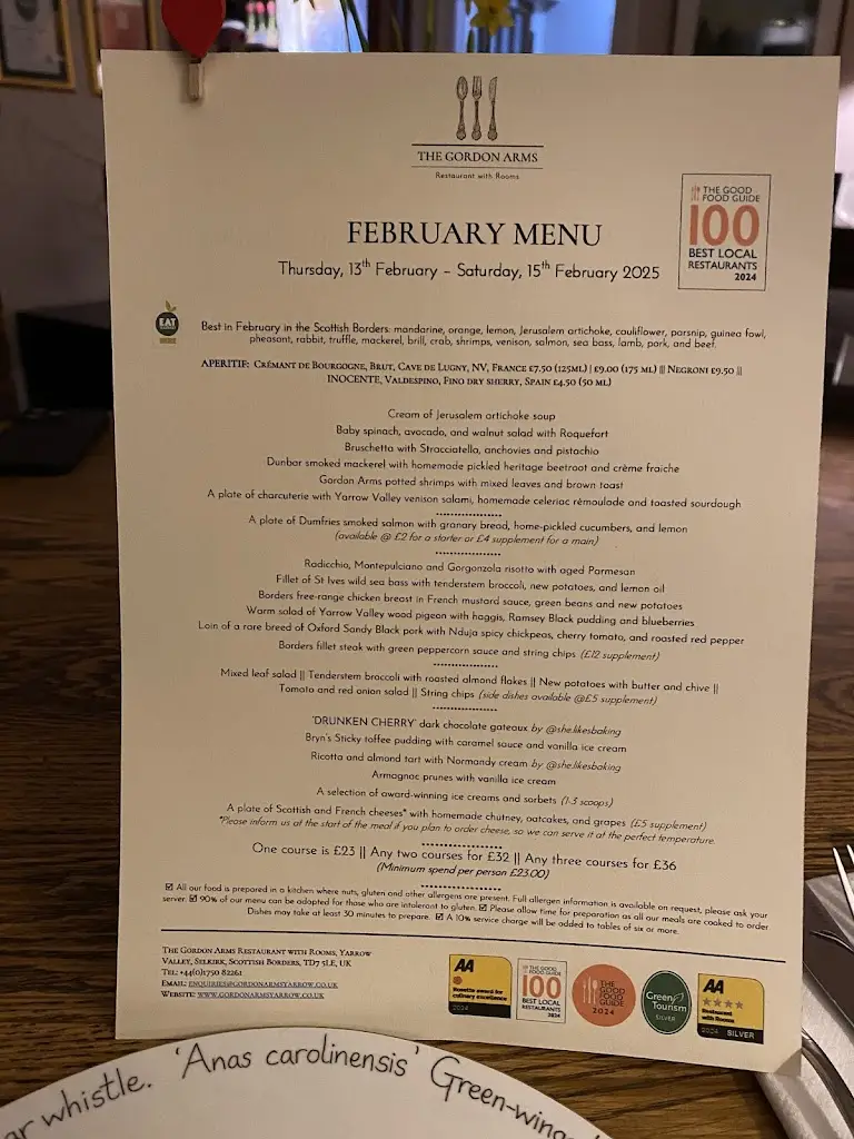 Menu_Award-Winning The Gordon Arms Restaurant with Rooms_Selkirk_image_1