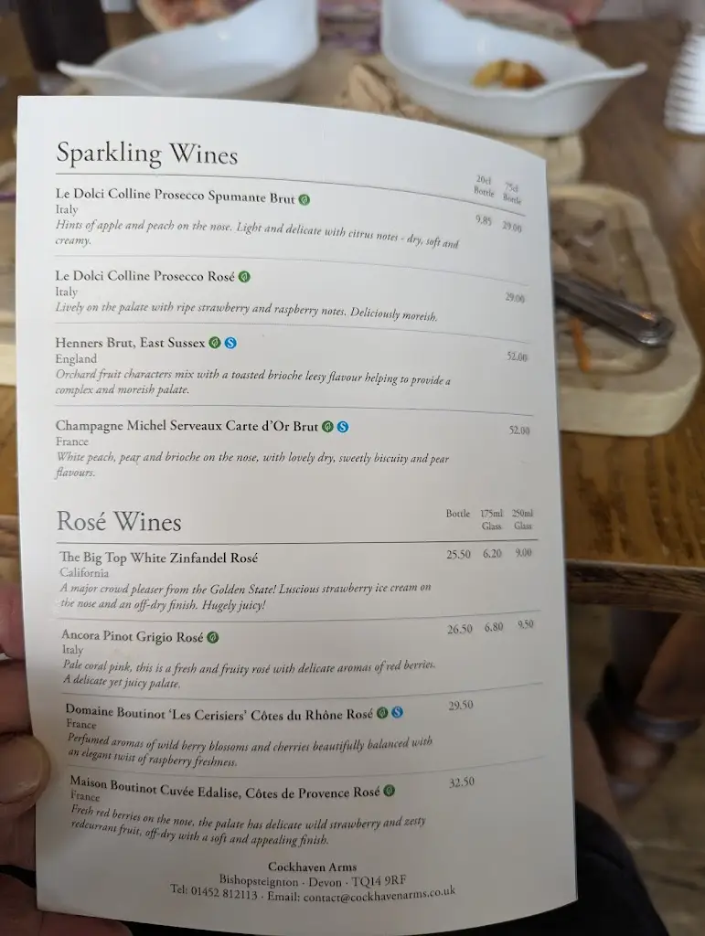 Menu_Cockhaven Arms_Bishopsteignton_image_1