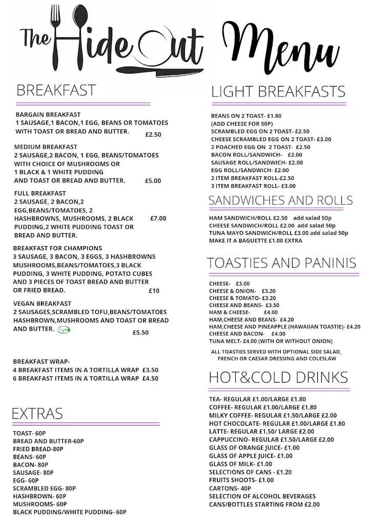 Menu_The Hideout_Abercanaid_image_2