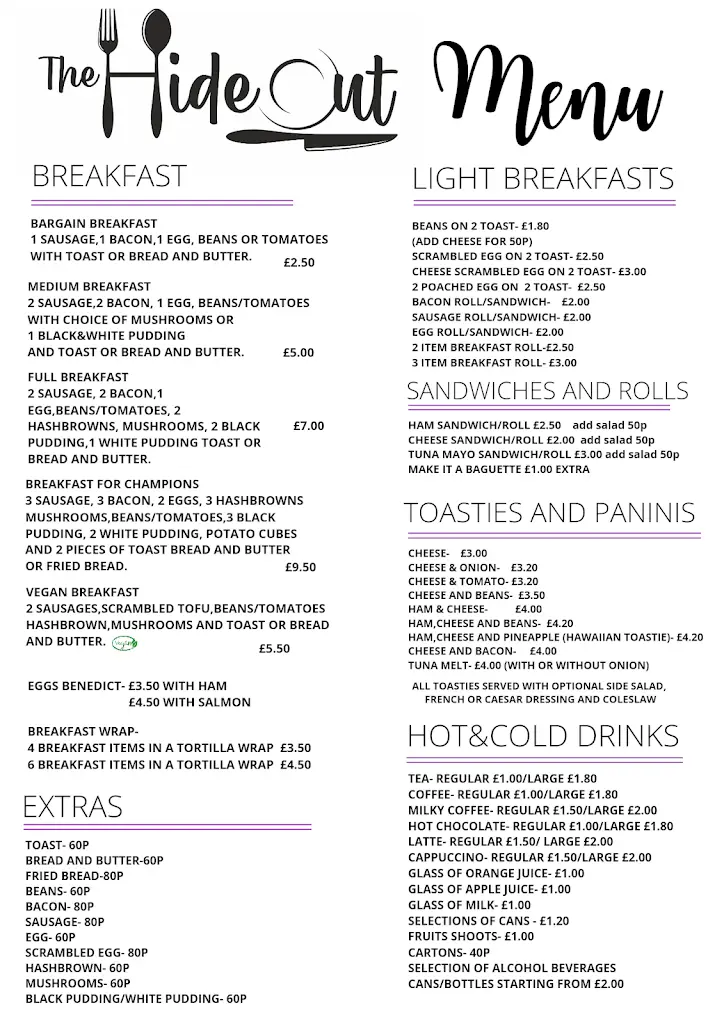 Menu_The Hideout_Abercanaid_image_3