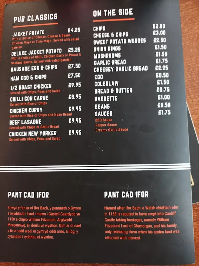 Menu_Pant Cad Ivor Inn_Abercanaid_image_1