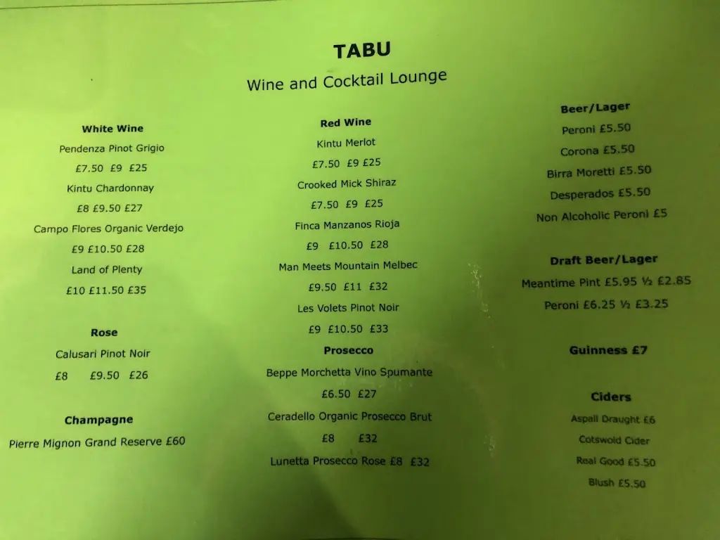 Menu_Tabu wine and cocktail lounge_Bishops Cleeve_image_1