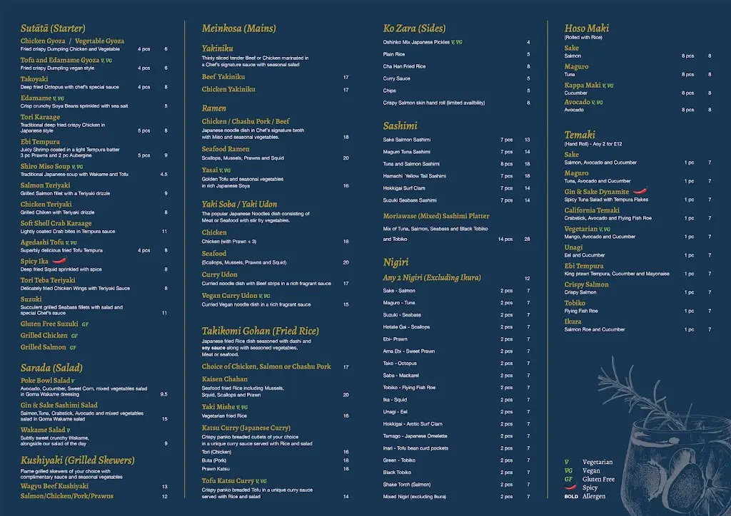 Menu_Gin & Sake Bar and Restaurant_Aberkenfig_imagen_1